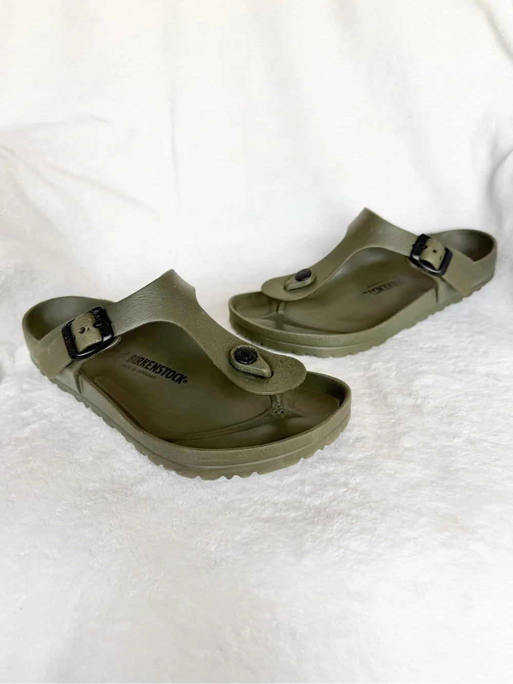 Birkenstock Sandals Mens 37 Olive Green Gizeh EVA Thong Flip Flop Casual Buckle